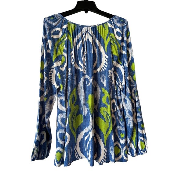 Chico's Lotus Bloom Peasant Top Regatta Blue Size XXL NWT - Picture 7 of 11